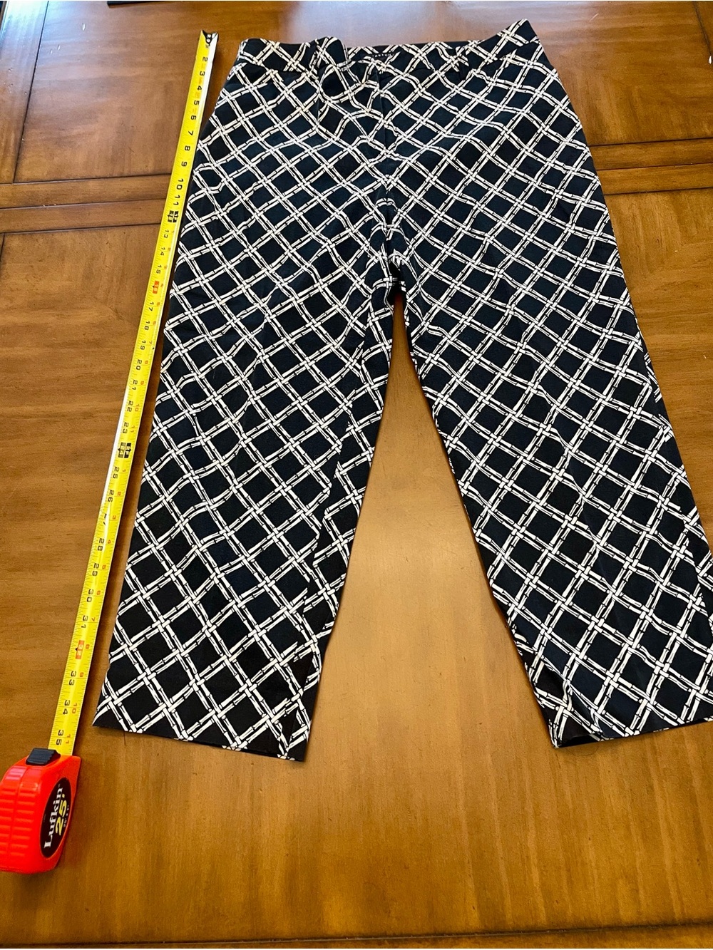 Jones New York Black and White Lattice Print Stretch Pants